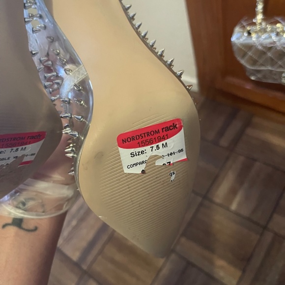 NEW- Steve Madden Clear / Silver Spiked Stiletto Pumps ***6.5 - Picture 8 of 15